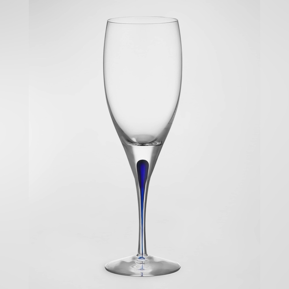 Orrefors Sweden Crystal Intermezzo Blue White Wine Glass, 6oz
